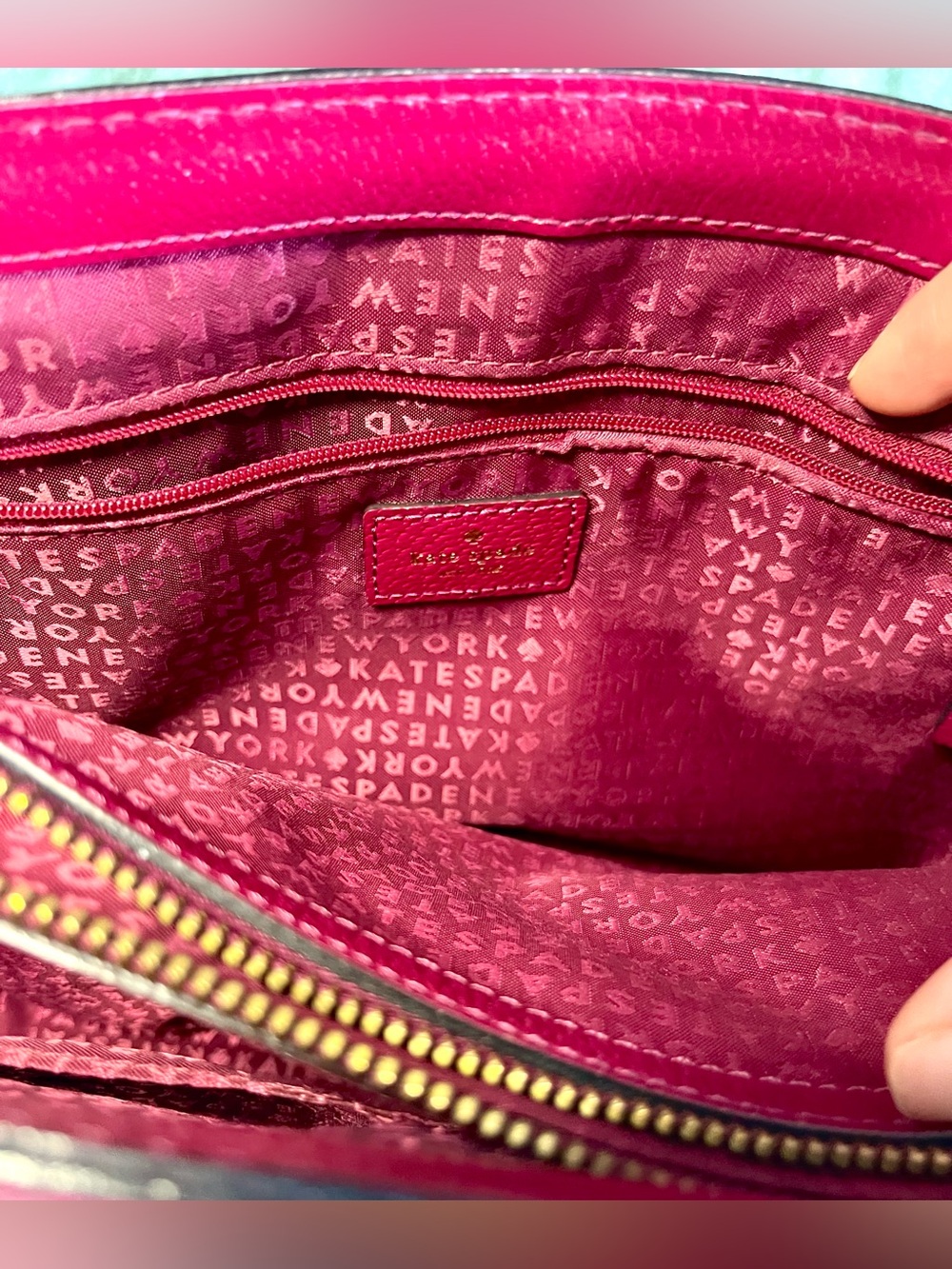 Kate Spade Fuchsia Pebbled Leather Satchel Crossbody Bag Small - Picture 8 of 11